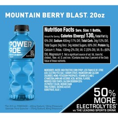 POWERADE Mountain Berry Blast Electrolyte Sports Drink Bottles, 20 fl oz, 8 Pack