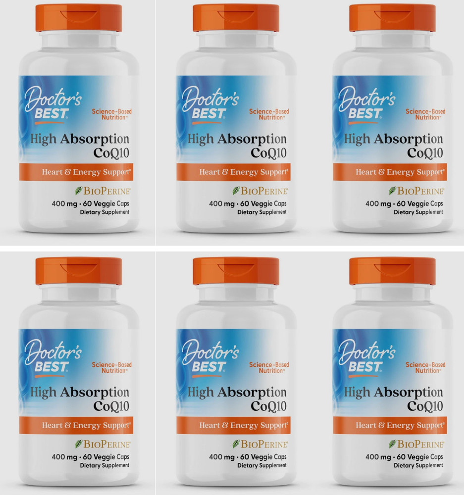 6X Doctor’s BEST High Absorption CoQ10, USP Verified, 400 mg-60 Caps EXP 07/2026