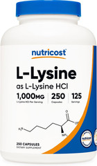 Nutricost L-Lysine 1000Mg, 250 Capsules – 500Mg per Cap, Gluten Free, Non-Gmo