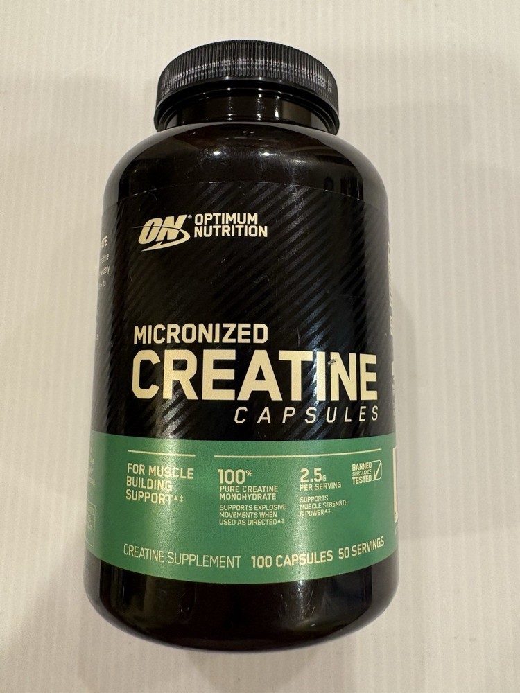 Micronized Creatine Capsules, 100 Capsules (1.25 g per Capsule) Expires 8/2026