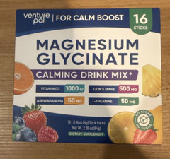 Magnesium Glycinate Powdered Drink Mix w Ashwagandha Vit D3… 16 Sticks BB 9/26