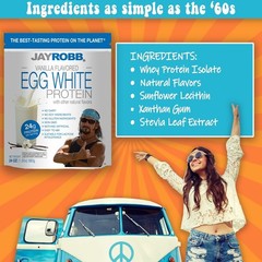 JAYROBB Vanilla Egg White Protein Powder, Low Carb, 1.5 Pound (Pack of 1)