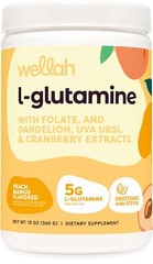 Wellah L-Glutamine Peach Mango (50 Servings) – 5g L-Glutamine Per Serving, Sweet