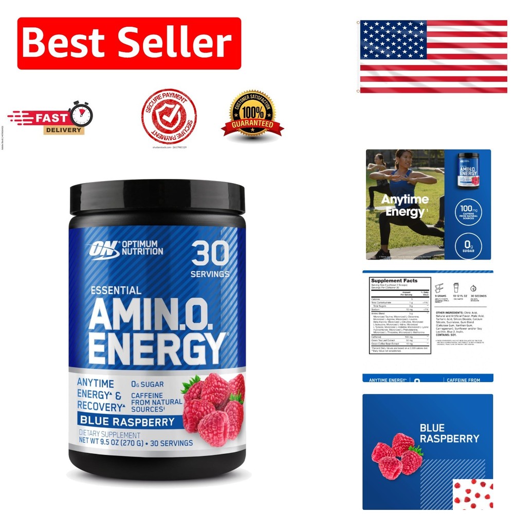 Essential Amino Energy – 30 Servings of Blue Raspberry for Anytime Energy Boost