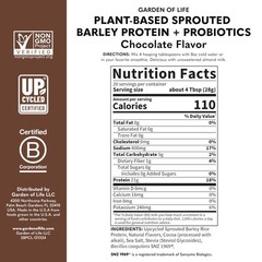 Garden Of Life Plant-Based Sprouted Barley Protein Chocolate 21G Protein 0G