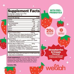 Wellah Grass-Fed Whey Protein Isolate Powder (Strawberries and Cream) 30 Serving