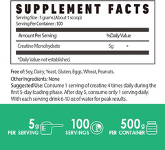 Creatine Monohydrate Powder 500G, Pure Micronized Creatine Supplements for Men a