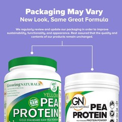 11/27 Growing Naturals Raw Pea Protein Powder, Vegan Plant Based Protein, BCAA,