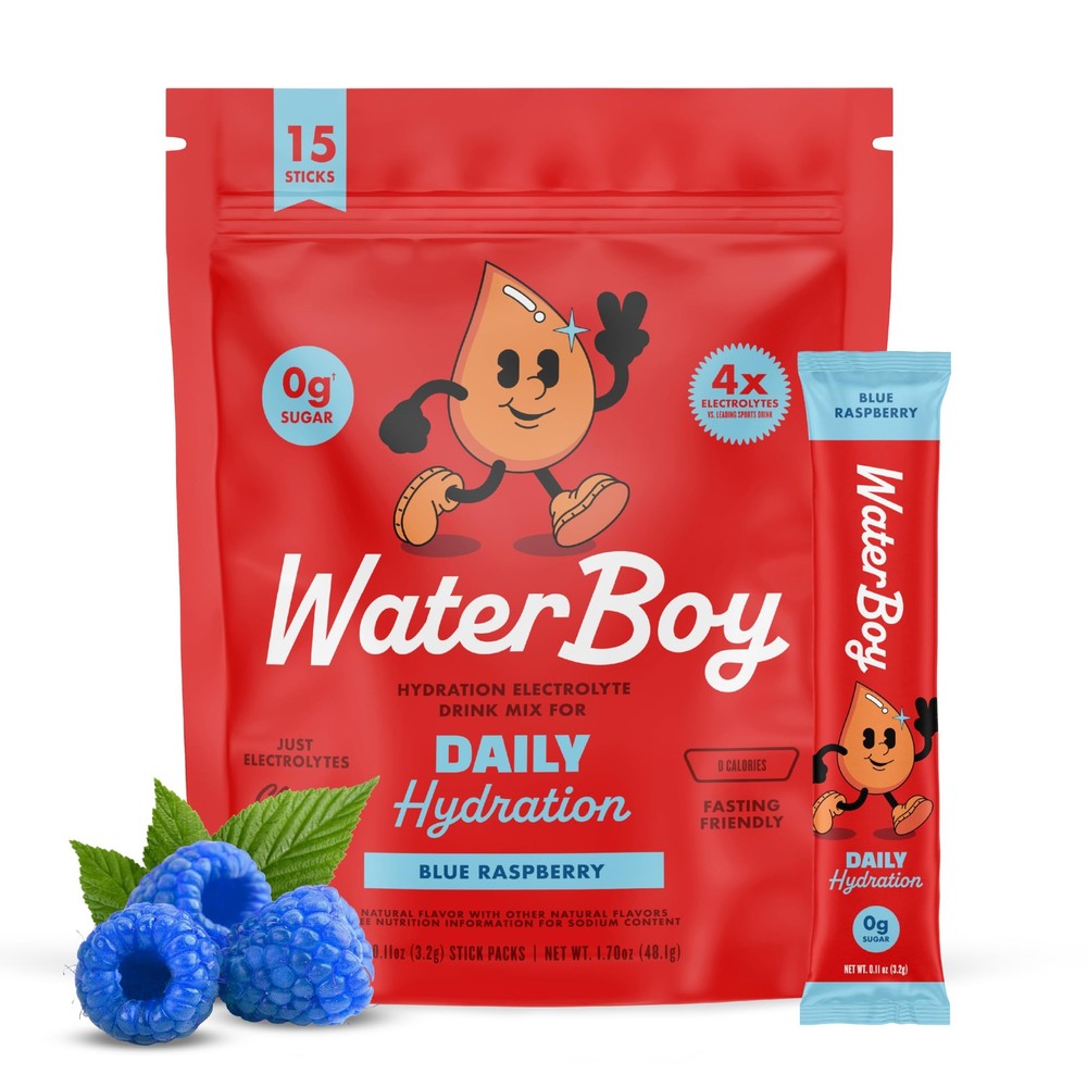 Waterboy – Daily Hydration, Blue Raspberry, Sugar Free 1.75 Ounce (Pack of 1)