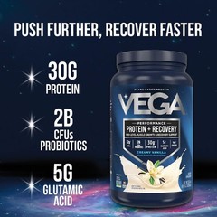 Vega Sport Vegan Protein Powder + Recovery – 30g Plant Based Protein per