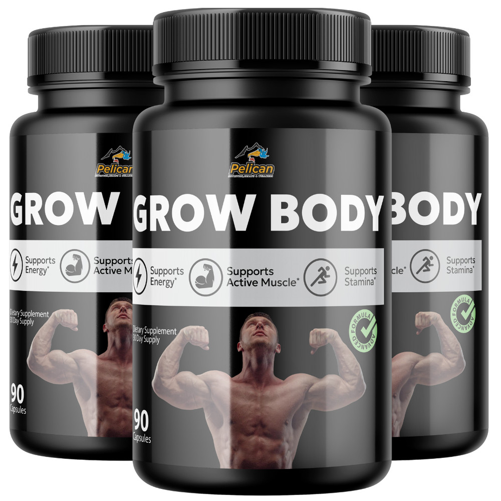 Grow Body- Bodybuilding & Men’s Health Support- 3 Bottles- 270 Capsules