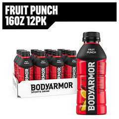 Sports Drink, Fruit Punch, Electrolyte Drink Hydration, 16 Fl Oz Bottles (12 Pac