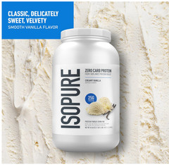 Isopure Zero Carb Whey Isolate Protein Powder Creamy Vanilla, 3 lbs