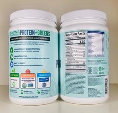 2 Jugs Garden of Life Organic 20g Protein + Greens, CHOCOLATE, 19.4 oz, Vegan+GF