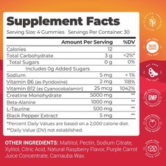 Creatine Monohydrate Gummies 5000mg, Sugar Free Vegan, 120 Count, with Beta-A…