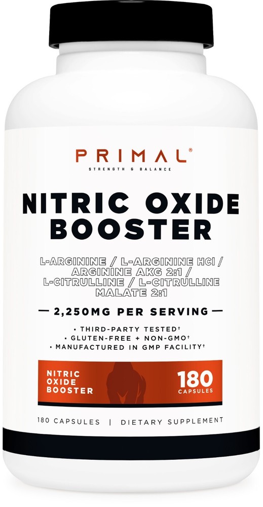 Primal Nitric Oxide Booster (2,250mg Per Serving)(180 Capsules)