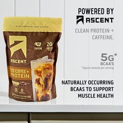 Ascent Iced Coffee High Protein Powder, 20g Protein 100 mg Caffeine 30 Servings