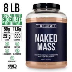 NAKED Chocolate Mass Gainer – All Natural Weight 8 Pound (Pack of 1)
