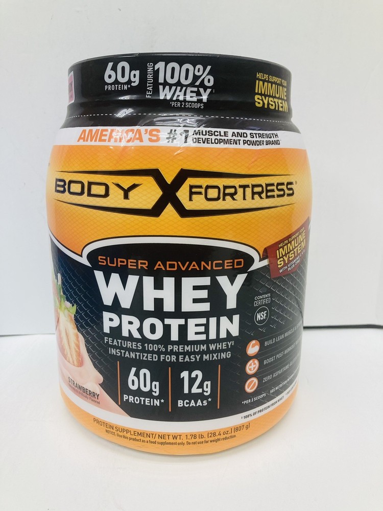 Body Fortress Super Advanced Whey Protein Strawberry 1.78LBS EXP 10/26