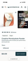 MyProtein Impact Creatine 1kg （2.2lb）Unflavored