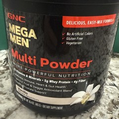 GNC Mega Men Multi Powder, Vanilla, 23 Vitamins & Minerals, 5G Protein, 16.4 oz