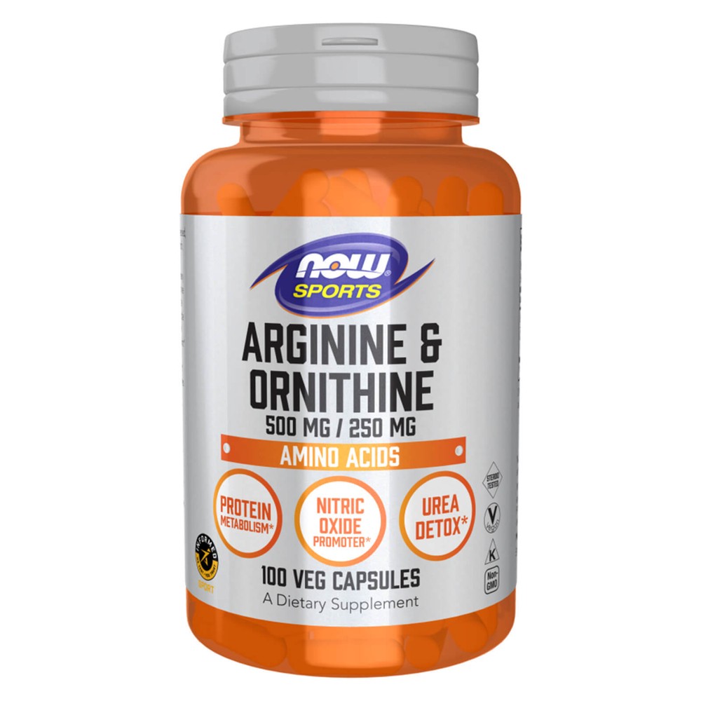 NOW FOODS Arginine & Ornithine 500 mg 250 mg 100 Veg Capsules