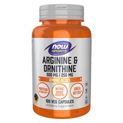 NOW FOODS Arginine & Ornithine 500 mg 250 mg 100 Veg Capsules