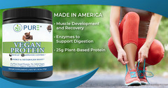 PURE Sport Vegan Protein Powder (25g Plant-Based Protein,15 servings,3 Flavors!)
