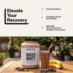 NAKED Whey Protein Supplement Powder, Chocolate, NSF 5 Pound (Pack of 1)