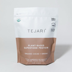 Tejari Plant-Based Superfood Protein Powder Organic Cacao+Greens 1 lb, Exp 2027