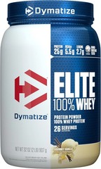 Dymatize Elite 100% Whey Protein Powder, L-Leucine, Gourmet Vanilla, 32 Oz
