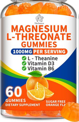 Magnesium L-threonate Gummies 1000mg for Kids & Adults, High Absorption