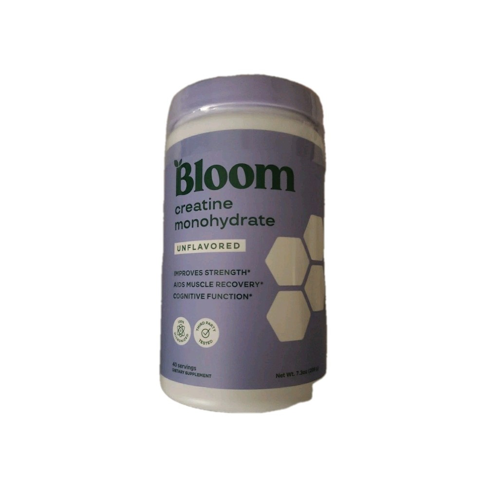 Bloom Nutrition Creatine Monohydrate Powder Unflavored 40 Servings 7.3oz exp2/27