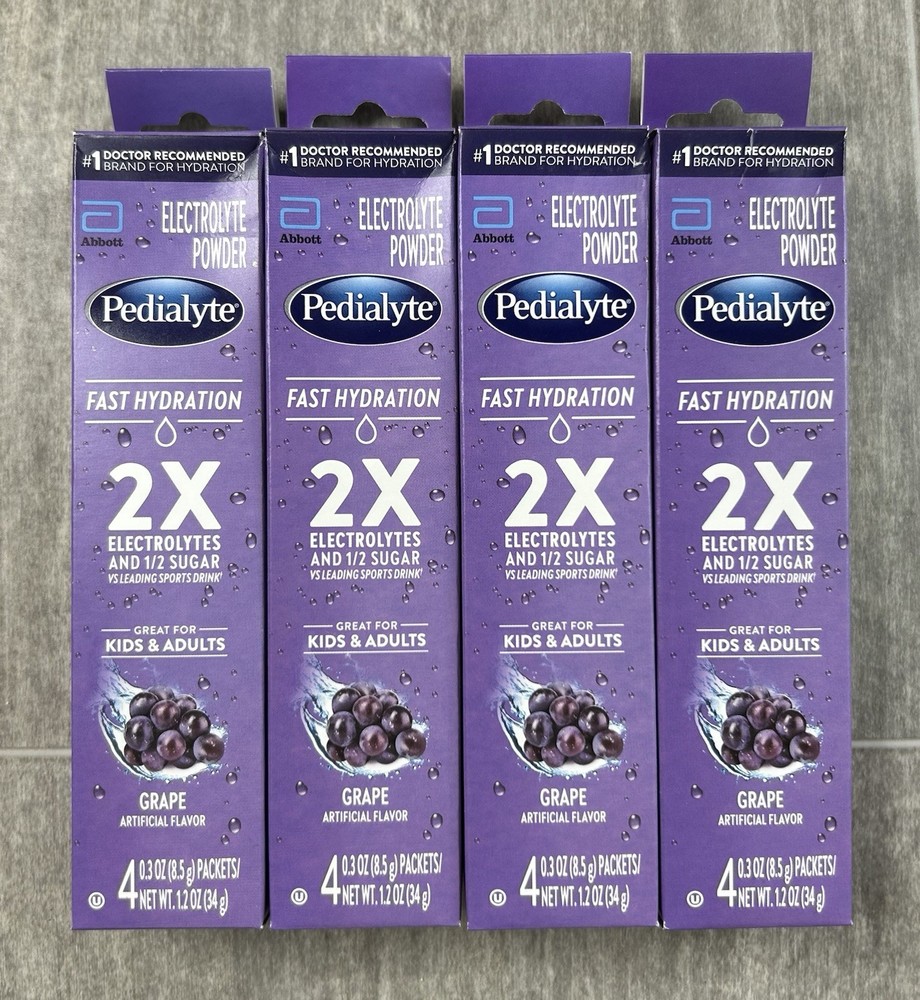 PEDIALYTE ELECTROLYTE POWDER PACKETS GRAPE 4 CT X 4 (16 TOTAL) EXP JAN 2027