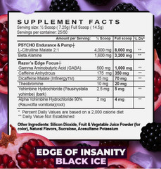 PSYCHO PHARMA EDGE OF INSANITY Pre Workout Energy Focus Endurance 25 Servings