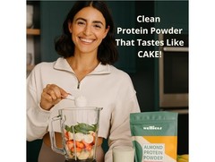 Wellious Almond Protein Powder Vanilla Vegan No Artificial Flavors 340g