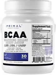 Primal BCAA Powder Blue Raz (30 SERV) (Blue Raspberry Flavored) – 0 g Carbs