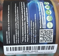 3x 120ct Happyummmm Creatine Monohydrate 360ct Gummies Cherry, Cranberry, Raspbe
