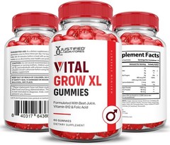 Justified Laboratories Vital Grow XL Gummies 1000mg ACV Folate B12 Non-GMO Vegan