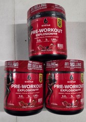 Six Star Pre-Workout Explosion 2.0 -Fruit Punch- 3 Ct (9.52 Oz Each) – EXP 07/27
