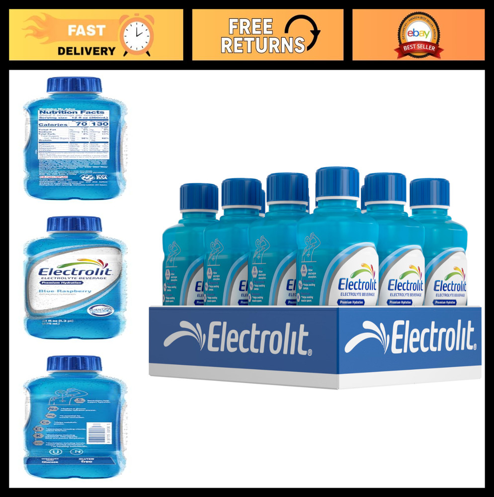 Electrolyte Drink Pack of 12 – Blue Raspberry Flavor, Hydration & Recovery, 21 F