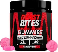 Creatine Infused Gummies – 5g Creatine Monohydrate, 75 Strawberry Gummies