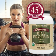 NutriBiotic Organic Rice Protein, Plain Protein Powder 3 Lb. (1.36 Kg)