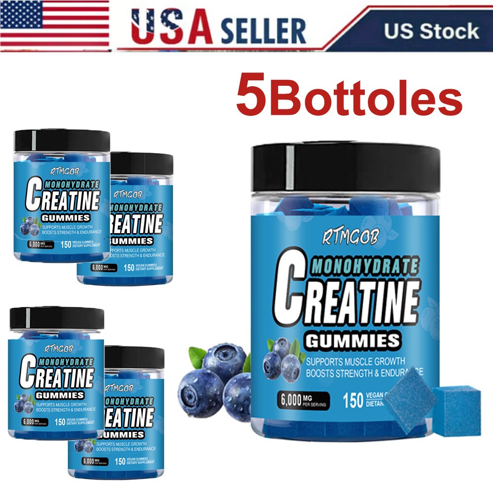 5×150 Counts Creatine Monohydrate Gummies – Increase Strength and Build Muscle