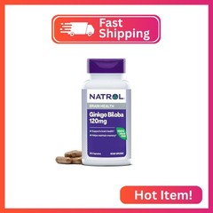 Natrol Ginkgo Biloba 120mg, Brain Health and Memory Support, 60 Capsules