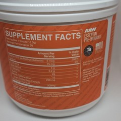 RAW Pre-Workout Powder Orange L-Citrulline Beta Alanine Vitamin B12 14.07 oz