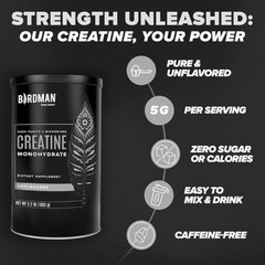 BIRDMAN Micronized Creatine Monohydrate Powder, Organic, Muscle Recovery, Caffei