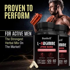 L-Arginine 1800mg Nitric Oxide, French Pine Bark, Supports Muscle Heart Health