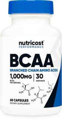 Nutricost BCAA Caps 500mg, 60caps 30servings GF Non-GMO – EXP 08/2027
