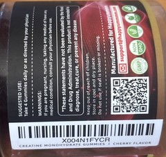 3x 120ct Happyummmm Creatine Monohydrate 360ct Gummies Cherry, Cranberry, Raspbe